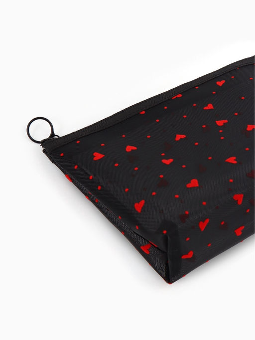 Косметичка женская Little love, с рисунком, на молнии, чёрная
