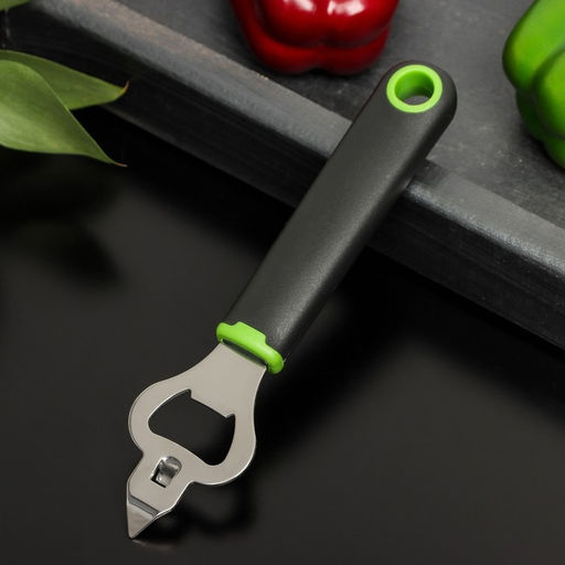 Нож консервный Доляна Lime, 18×4.5 см, цвет чёрно-зелёный