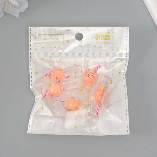 Цена за 5 шт. Подвеска для творчества акрил «Коктейль. Персик-кошка», светится в темноте, 3.4×1.8×1.8 см