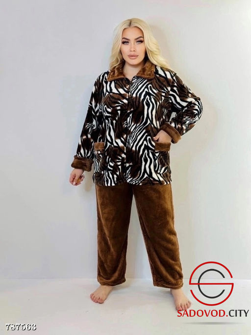 Женская теплая пижама со штанами