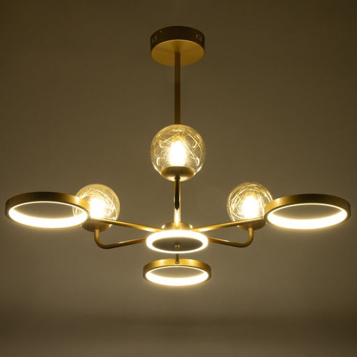 Люстра "Мирбис" 6хLED 4000К 30Вт 3хG9 золото 75х75х59см BayerLux