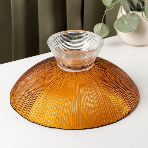 Ваза для фруктов «Фейерверк», 1,4 л, 25×10 см, стекло, цвет янтарный