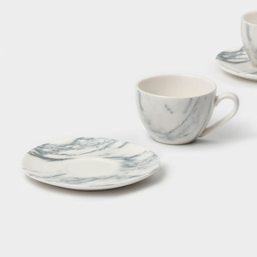 Набор чайный фарфоровый Magistro Real Marble, 4 предмета: 2 чашки 150 мл, 2 блюдца d=12,5 см  фото 5