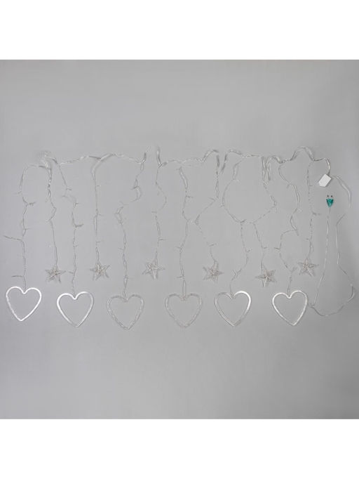 УЦЕНКА Гирлянда Бахрома 2.4?0.9 м с насадками Сердце, 186 LED, 220 В, 8 режимов, свечение белое - Luazon lighting фото 12