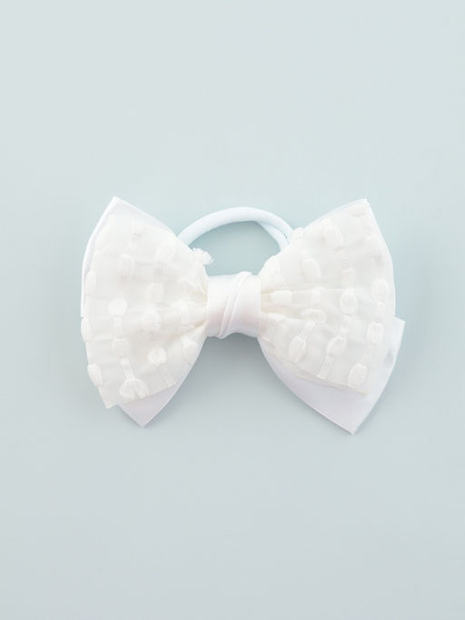 Цена за 6 шт. Бант для волос на резинке «Школьница. Стиль», классика полосы, 12 см, белый