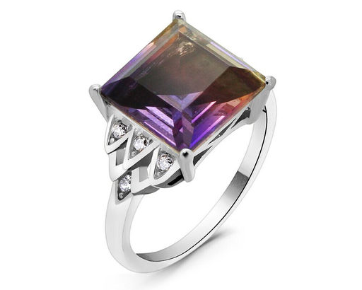 Кольцо из серебра аметрин выращ., МЦВ091