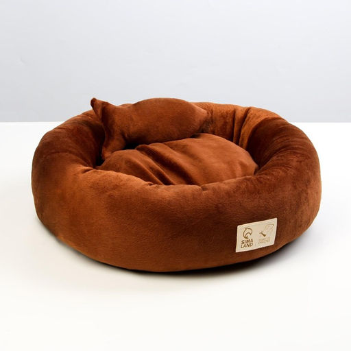 Лежанка с рыбкой, 45х35х11 см, коричневая - Пушистое счастье фото 3