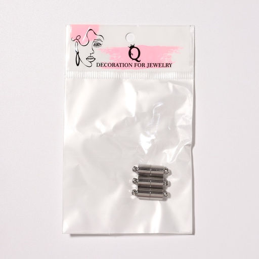 Замок-концевик магнитный 16?6 мм, d петель=1.5 мм (набор 3 шт.), цвет стальной