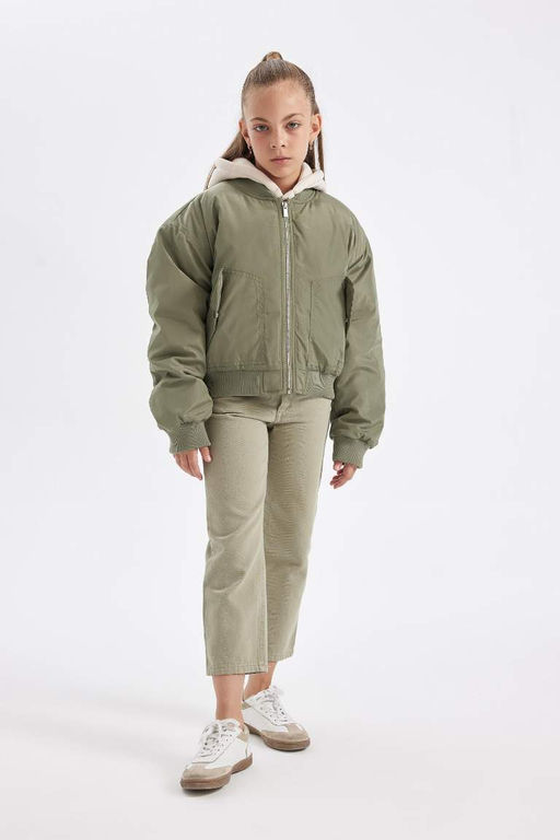 Пуховик со съемным капюшоном для девочек - Defacto фото 7