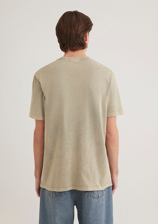 Dikis Detayl? Bej Tisort - Mavi фото 5