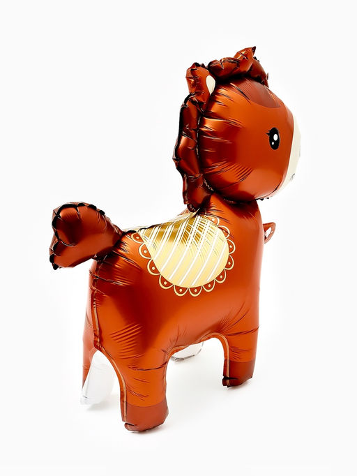 Цена за 2 шт. Воздушный шар фольгированный 3D 25" "Лошадка" цвет коричневый, под воздух