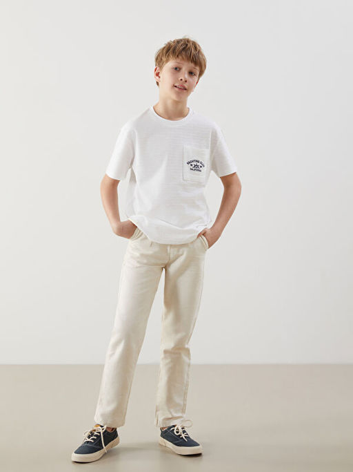 Beli Lastikli Keten Kar???ml? Erkek ?ocuk Pantolon