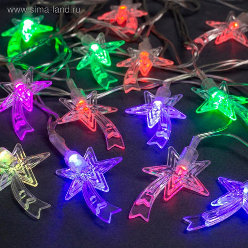 Гирлянда Нить 5 м с насадками Комета, IP20, прозрачная нить, 20 LED, свечение мульти (RG/RB), мигание, 220 В