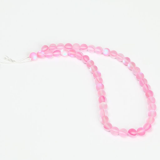 Бусины из натурального камня «Кошачий глаз», набор 46 шт., размер 1 шт. — 8 мм, светло-розовый