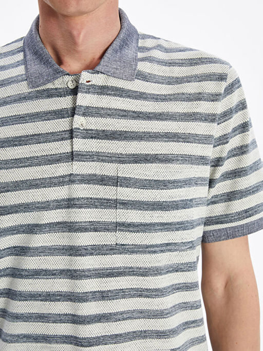 Polo Yaka ?izgili Merserize G?r?n?ml? Erkek Ti??rt