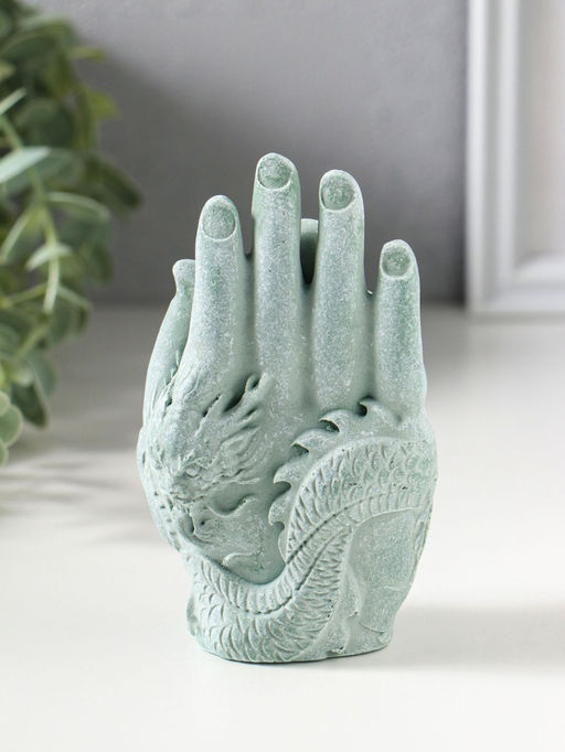 Сувенир полистоун "Хотей и рука с драконом" зелёный 6,5х7х12,5 см