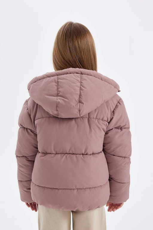 Водоотталкивающее пальто с капюшоном для девочек - Defacto фото 6