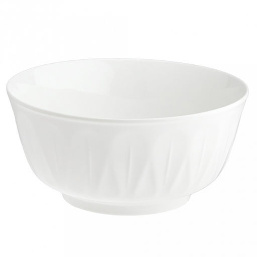 "Роса" Салатник фарфоровый 1700мл, д20,2см, h9,5см, рифленый борт, белый (Китай)