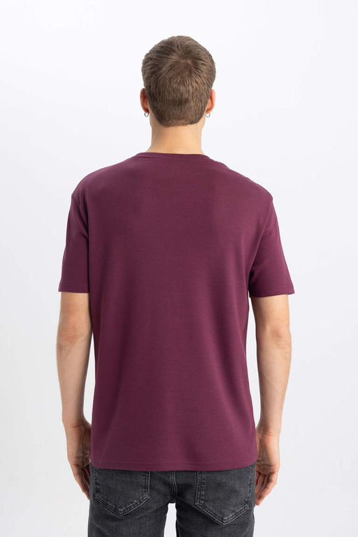 Футболка из плотной ткани с короткими рукавами и круглым вырезом обычного кроя с принтом - Defacto фото 7