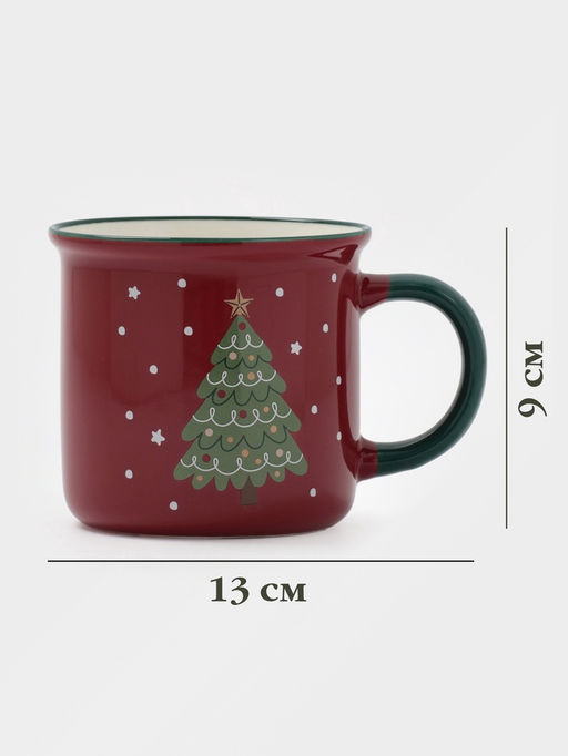 Кружка Доляна «Новогодние традиции», 420 мл, фарфор, бордовая