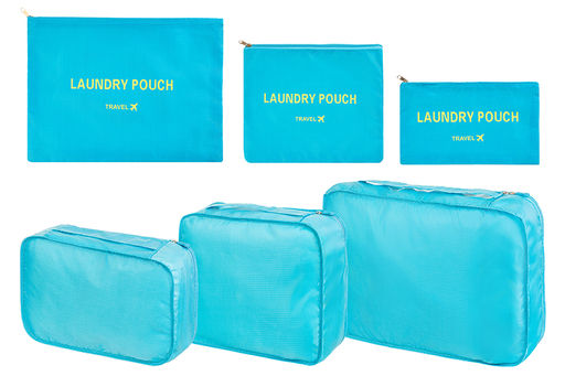 Набор 6 дорожных органайзеров Голубой (3 органайзера и 3 косметички) - El casa фото 4