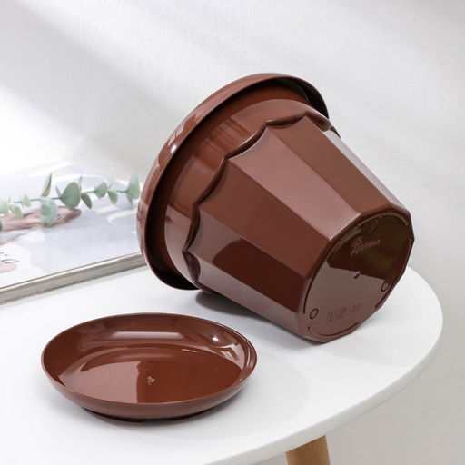 Горшок для цветов с поддоном «Доляна. Эрика», 1.8 л, пластиковый, коричневый