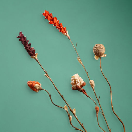 Сухоцвет на бамбуковом стебле, 150 см, оранжевый