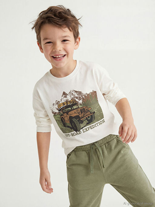 Araba Bask?l? Erkek ?ocuk Ti??rt