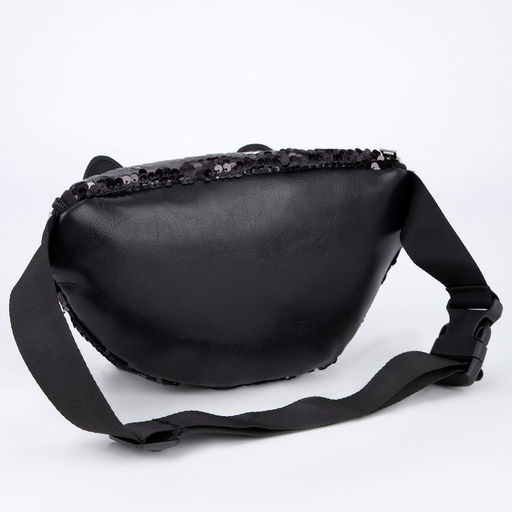 Сумка детская поясная Black cat с пайетками на молнии, цвет чёрный - NAZAMOK KIDS фото 5