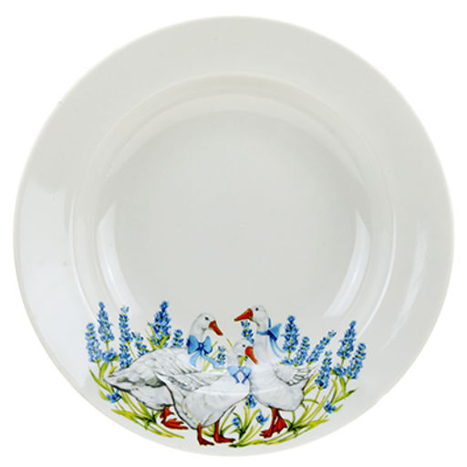 Тарелка глубокая фарфоровая Гуси д200мм, 250мл, h40мм, гладкий край (Россия)