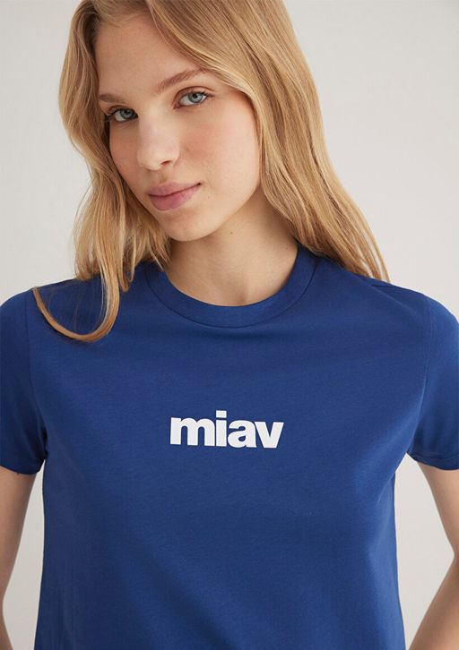 Miav Bask?l? Lacivert Tisort - Mavi фото 2