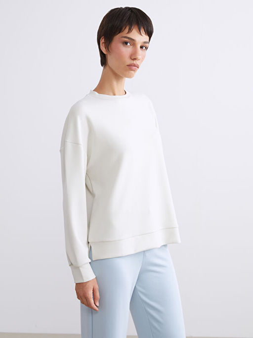 Bisiklet Yaka Oversize Kad?n Sweatshirt