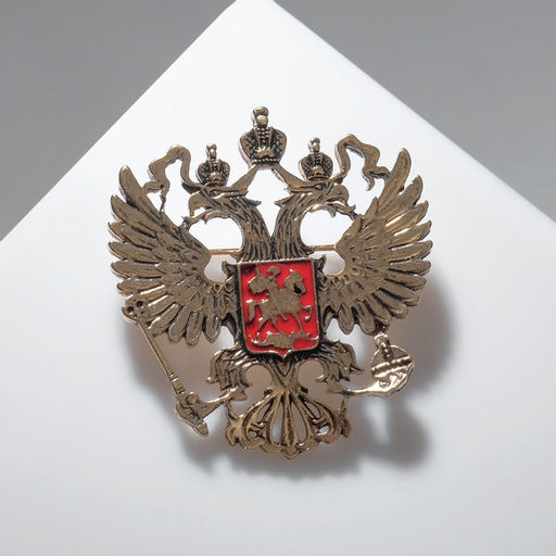 Брошь «Герб Российской Федерации», красная в золоте