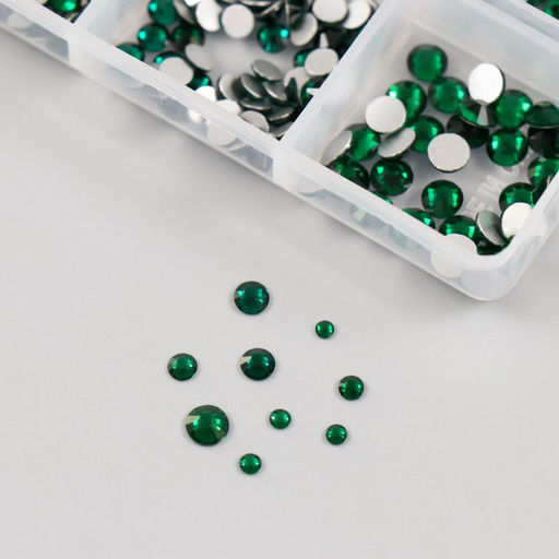 Декор для творчества стекло «Стразы. Тёмно-зелёный», d=2-4.8 мм, набор 1188 шт., 6×8×1.5 см