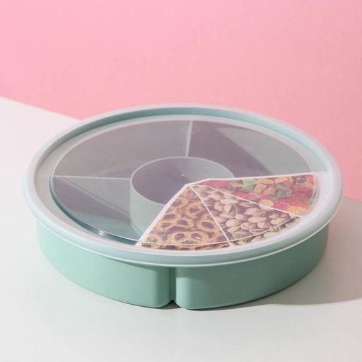 Менажница с крышкой IDEA, 5 секций, пластик, бирюзовый