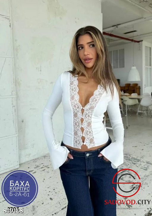 Лонгслив женский с кружевами - Bruno фото 9