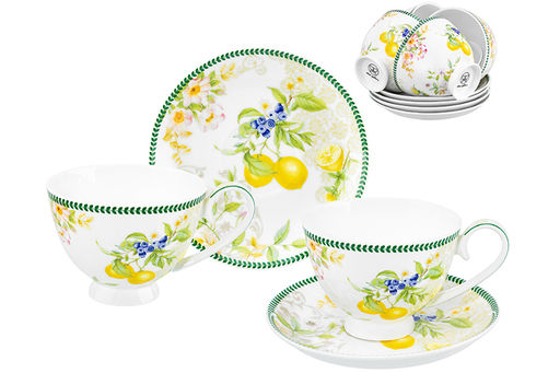 Чайн. наб. 12 пр. 300 мл 12,5*9,5*7 см Лимоны на ножке, NEW BONE CHINA - Elan gallery фото 13