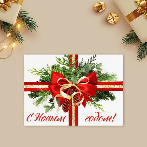 Цена за 10 шт. Открытка-мини «С Новым годом!», 10.5×7.5 см
