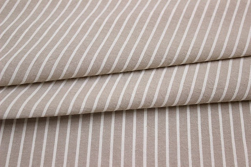 Вареный (стираный) хлопок "Белая полоска на св.бежево-кофейном меланже", ш.2.5м, хл-100%, 110гр/м.кв