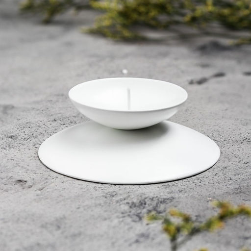 Подсвечник на 1 свечу «Гадальный», металл, 7.3×3 см, белый