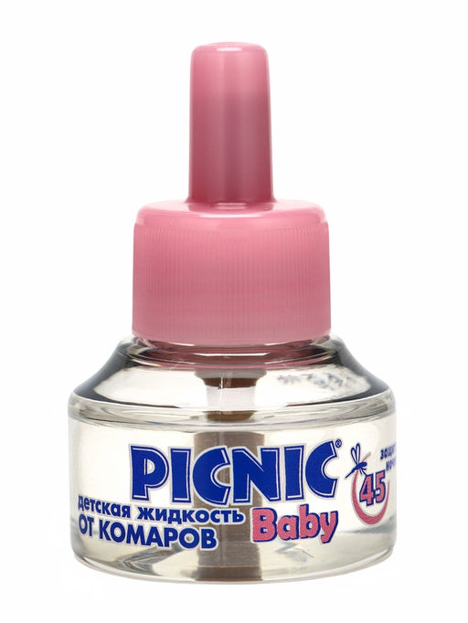 Цена за 2 шт. Дополнительный флакон-жидкость от комаров Picnic Baby, с экстрактом ромашки, 45 ночей, 30 мл