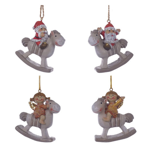 Фигурка декоративная подвесная "Ангел/Дед Мороз", L5,5 W2,5 H6 см, 4в.