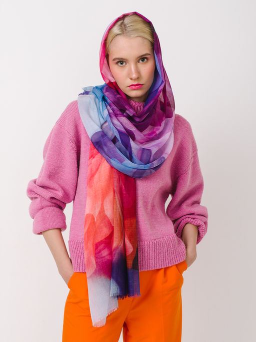 Большой, мягкий, тонкий и очень нежный двусторонний палантин с рисунком в стиле арт-деко - Tantino фото 7