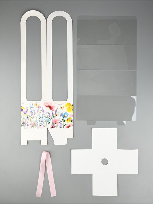 Цена за 5 шт. Коробка для цветов складная Цветы, 10?45?10 см