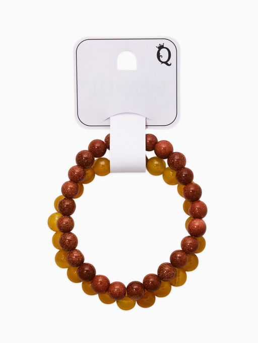 Набор браслетов 2шт шар №8 «Цитрин и Авантюрин коричневый»