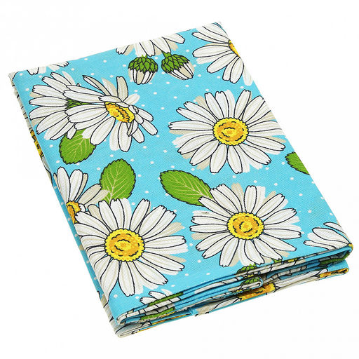 Скатерть 180х145см "Душистая ромашка, вид 4", длина стола до 140см, на 6 персон, рогожка (хлопок 100%) 171г/м2, упаковка классическая, пакет ПВХ 28х41см, "Домашняя мода" (Россия)