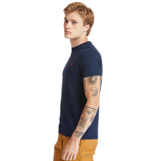 Футболка Timberland T-Shirt Dunstan River Jersey Crew Neck Slim темно-синяя  фото 3