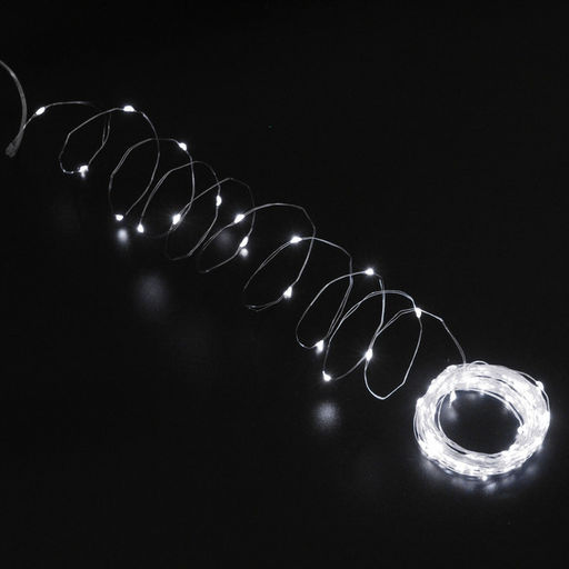 Гирлянда для улицы "Росинка" 10 м 100 ламп LED проволочн.пров, 8 реж.,IP-54, Белый (солнечная батарея)