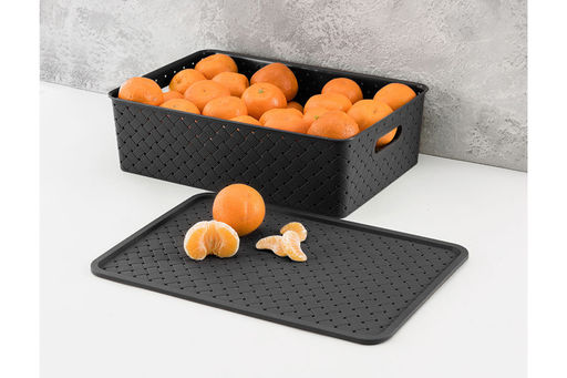 Корзинка с крышкой 7,5 л 35*24,5*10,5 см "Береста" черная (модель 522107)