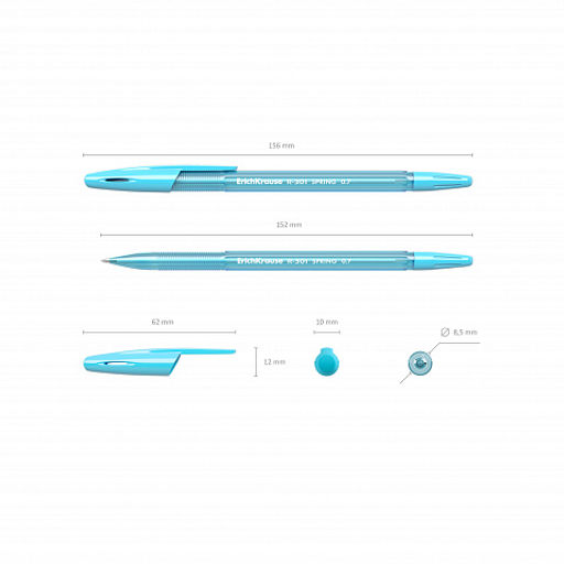 Цена за 50 шт. Ручка шариковая ErichKrause R-301 Stick Spring 0.7, цвет чернил синий (в коробке по 50 шт.)  фото 5